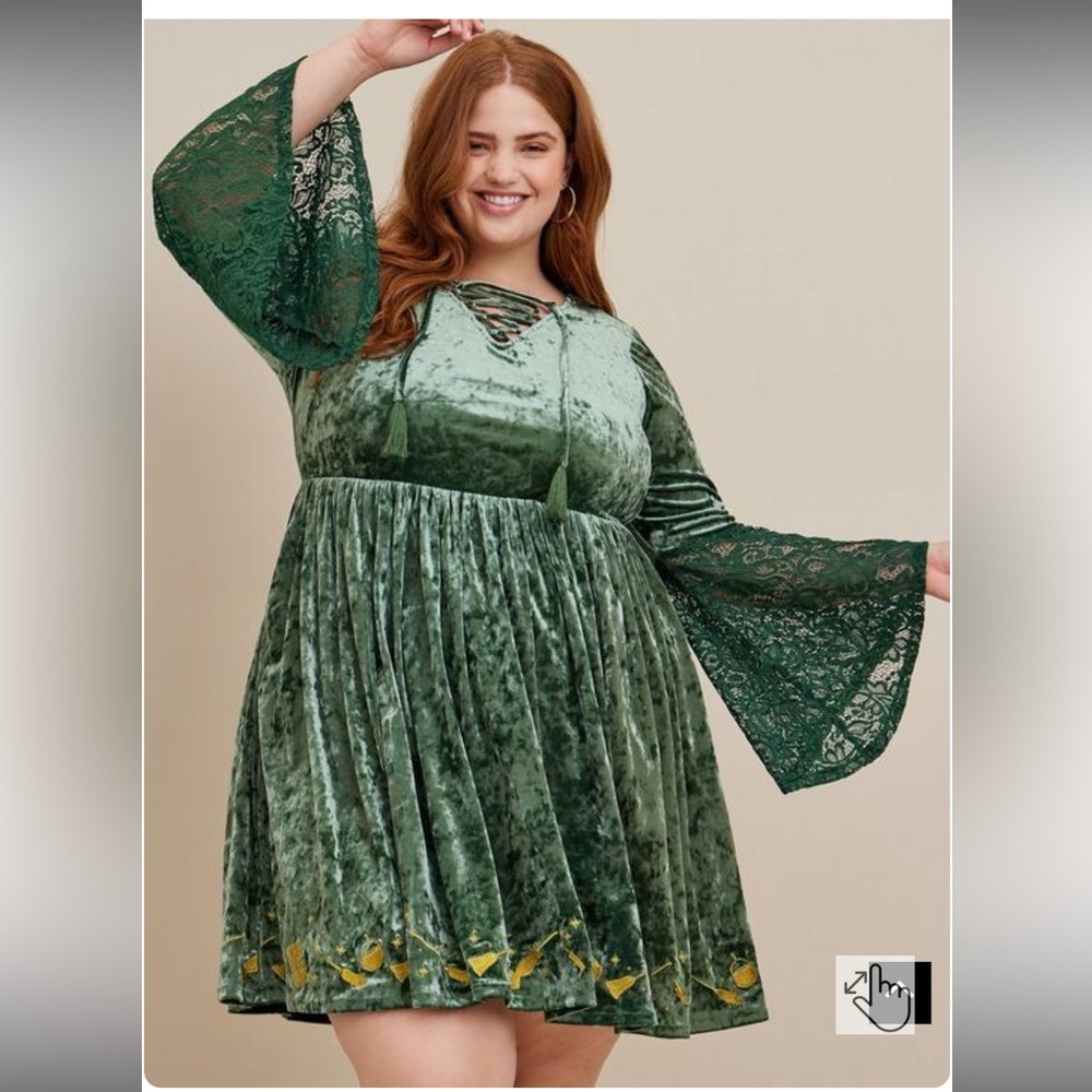 Torrid Hocus Pocus Green Velvet Dress